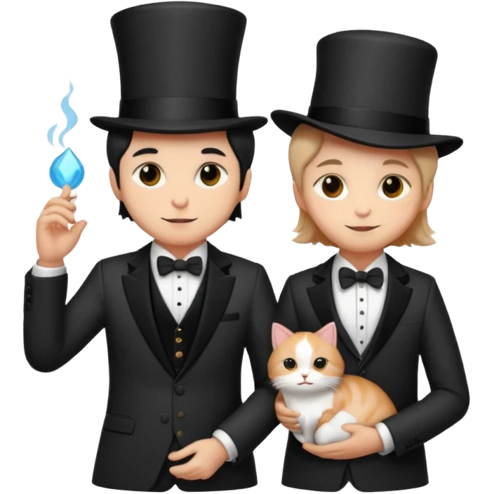 magician couple and their pet cat emoji