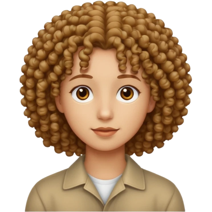 Cabelo cacheado, olhos castanhos emoji