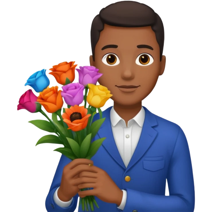 Black Male hand give a bogue of flowers emoji