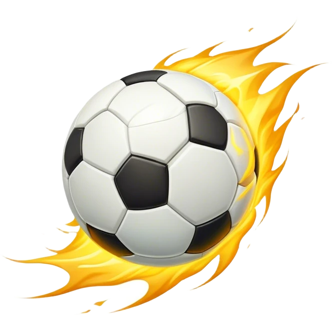 Cinematic Realistic image of a soccer ball soaring through the air, capturing dynamic motion and finely detailed textures with a dramatic, high-energy lighting that evokes the thrill of the game emoji