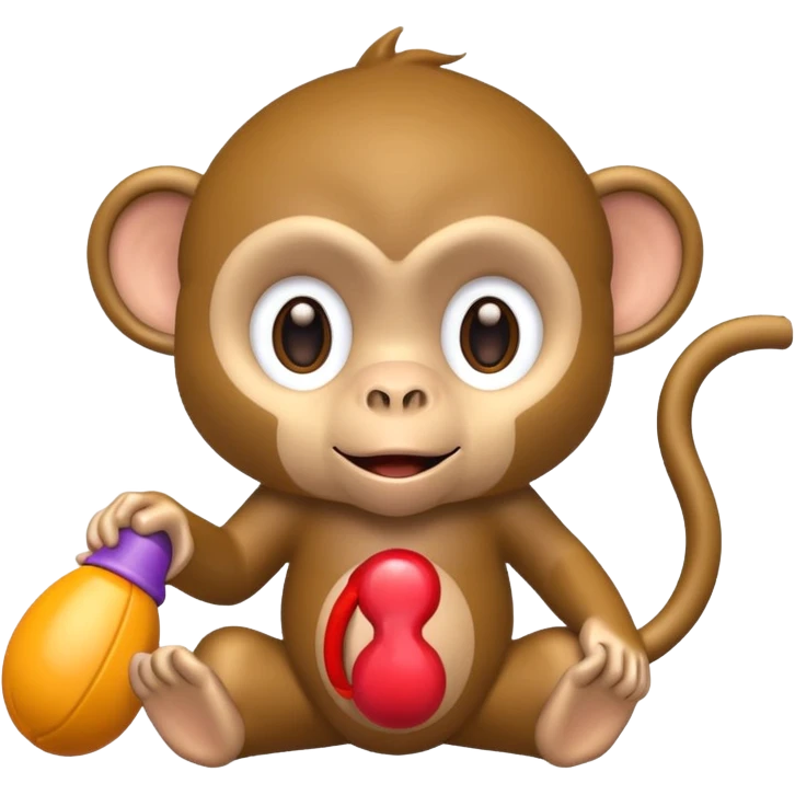 A monkey playing with sex toys emoji