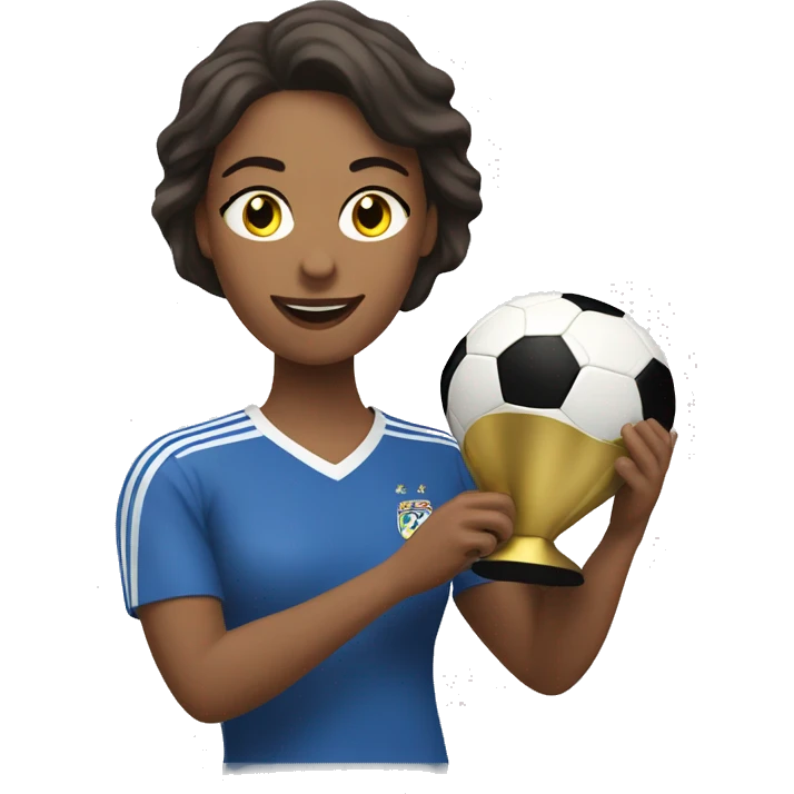 mujer alzando una copa de futbol emoji