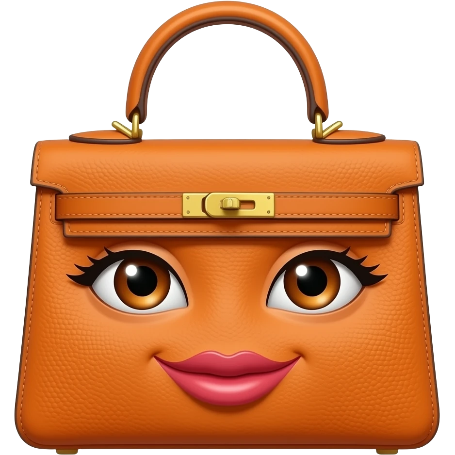 hermes bag with women eye and lips smiling emoji