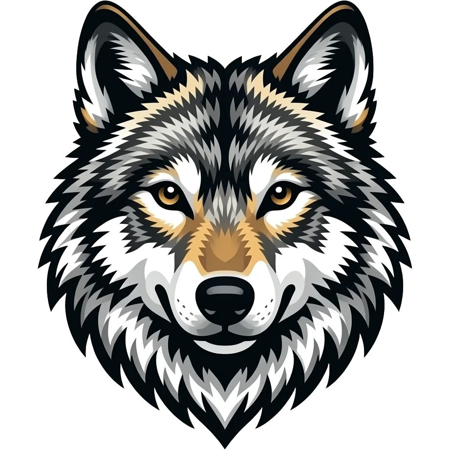 Tribal wolf tattoo pattern logo emoji