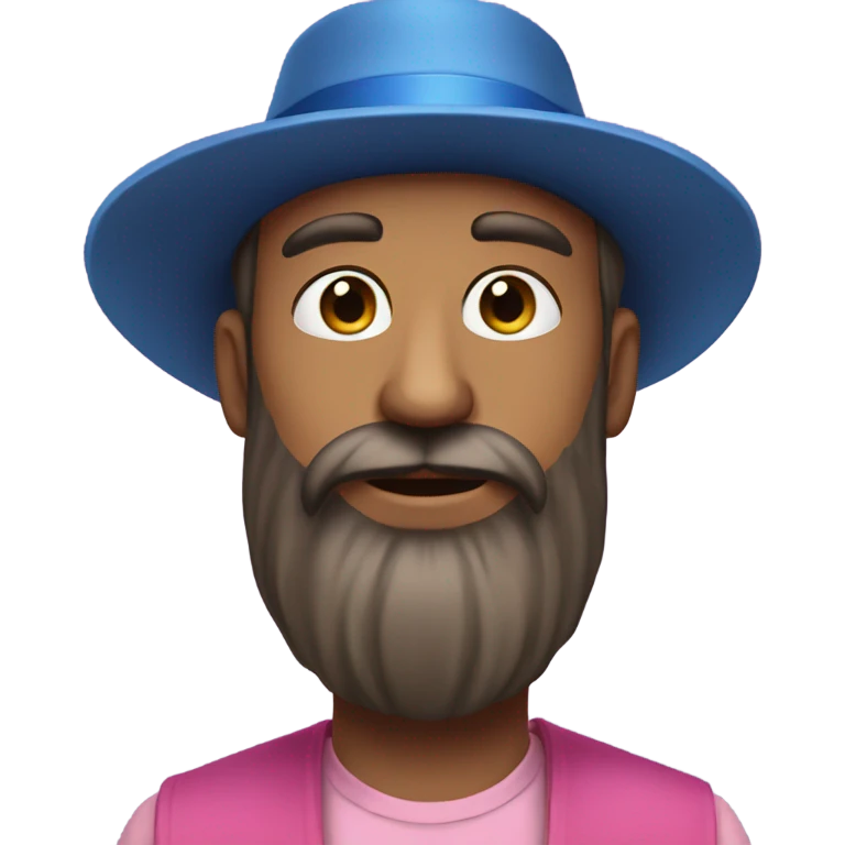 a drawing of a man with a beard and a hat on his head, with a long beard and a beard, Altichiero, rayonism, blue and pink color scheme, vector art emoji