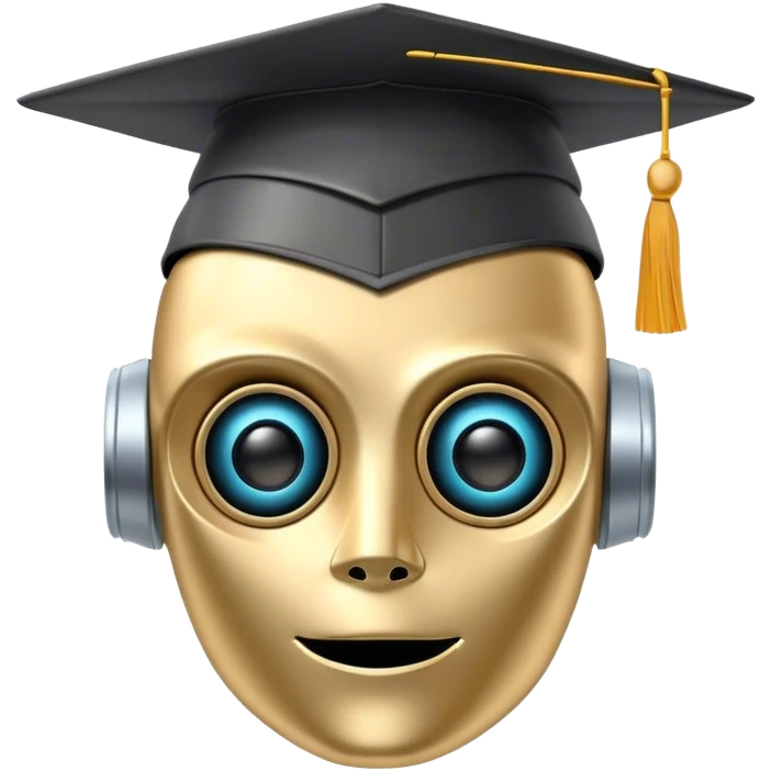 Robot head with graduation hat emoji