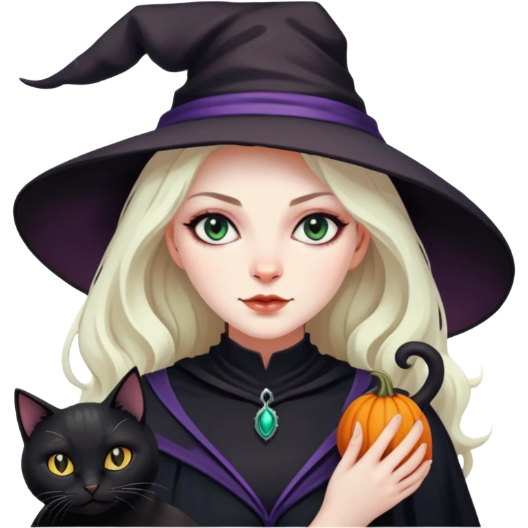 Witch with cat companion emoji