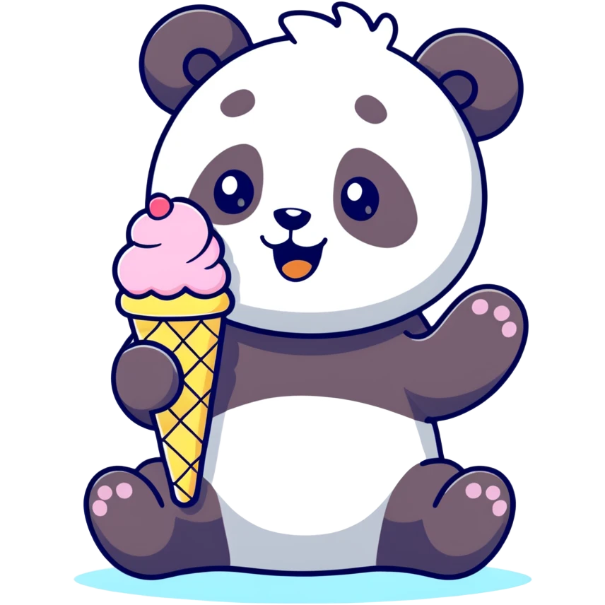 Panda eating ice cream emoji