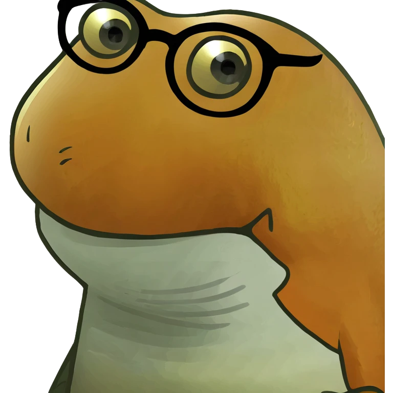 Funny goldfish character with round glasses and silly expression emoji