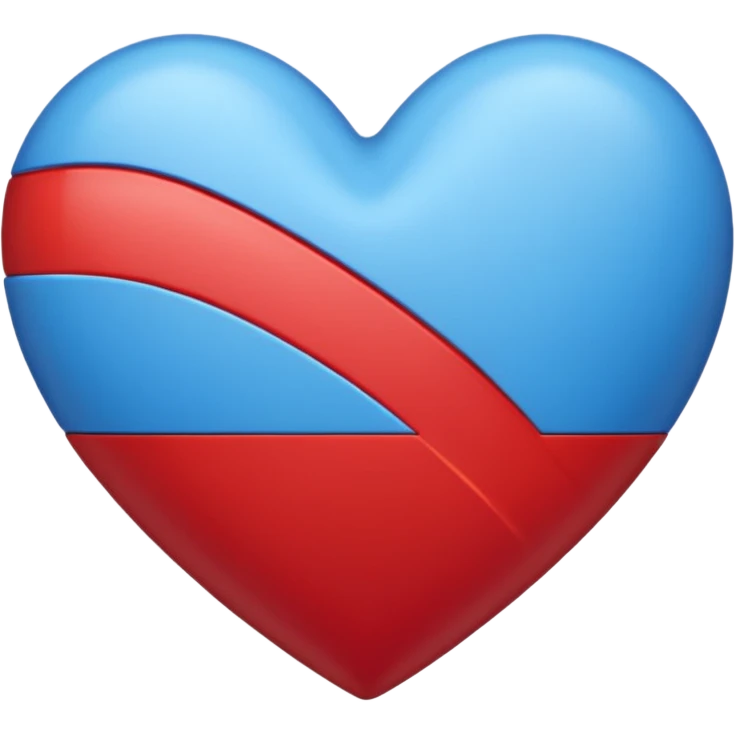 corazon azul y rojo a rayas emoji