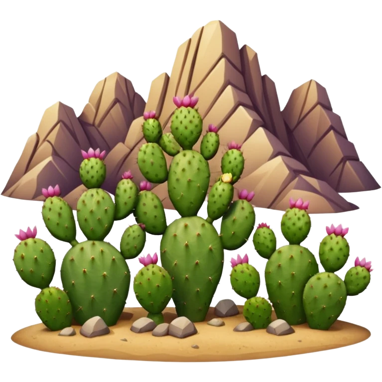 prickly pear cactus with mountains in background emoji