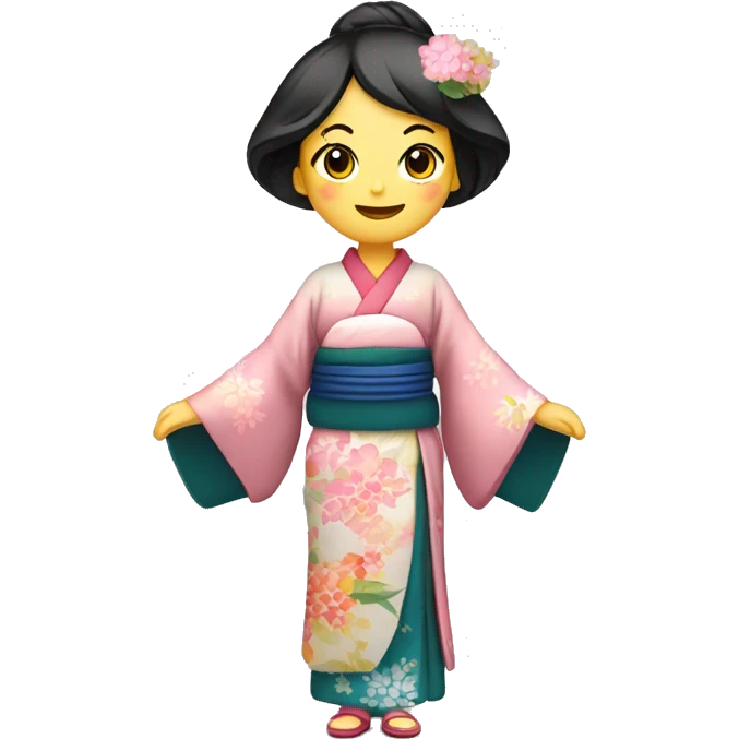 Femme en kimono traditionnel japonais entrain de danser emoji