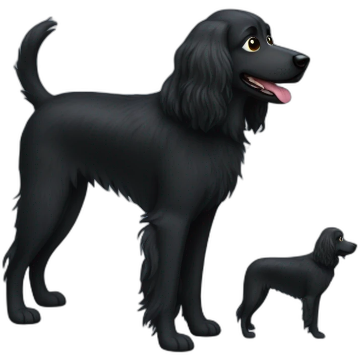 long haired all black dog looks like a muppet emoji