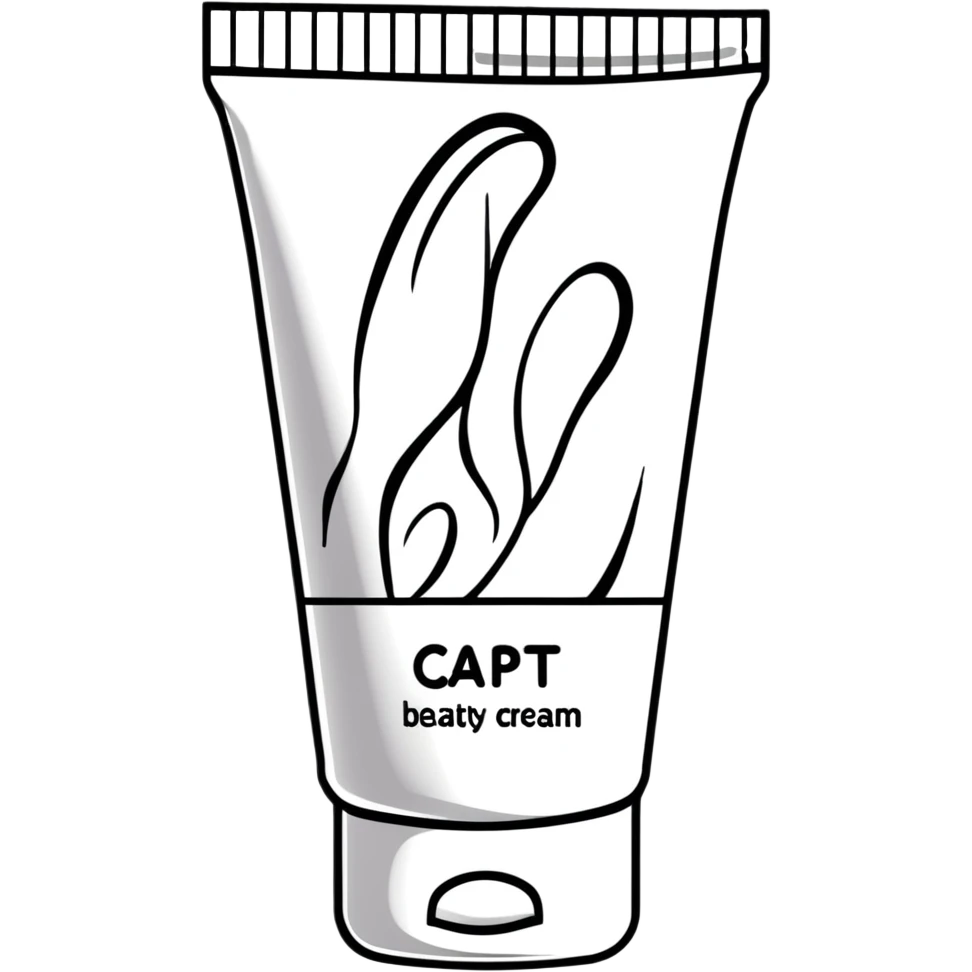 crumpled, empty hand cream tube, flattened and wrinkled, cap on, bright and colorful, decorated like a beauty product emoji
