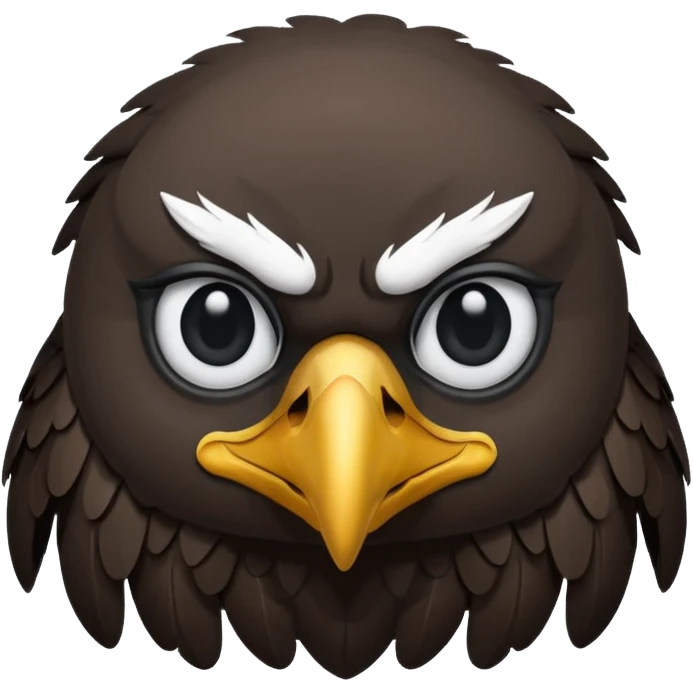 simple eagle emoji DOT eyes, only pupils, solid black , no iris, remove the white part of the eye emoji