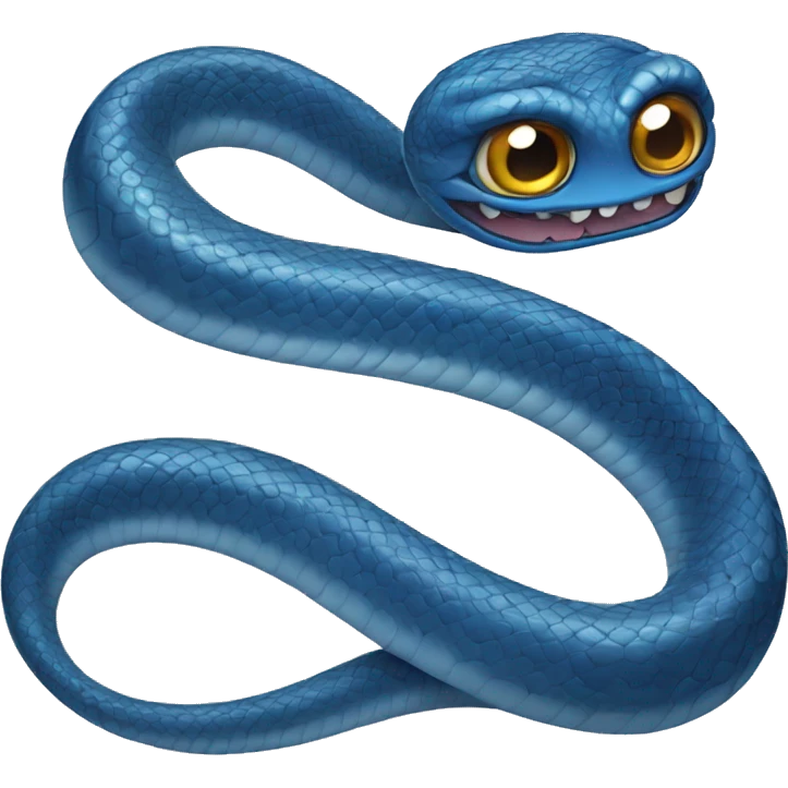 Blue snake with fangs and big eyes emoji