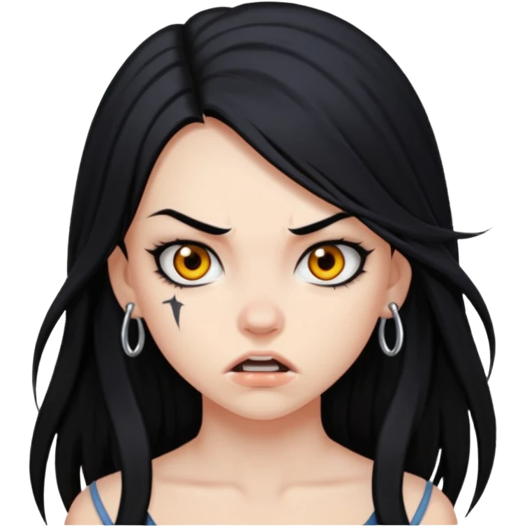 aggressive girl with long black hair emoji