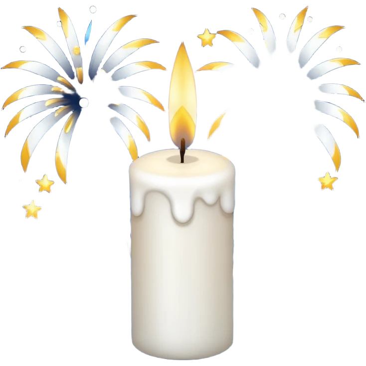 white candle with fireworks emoji