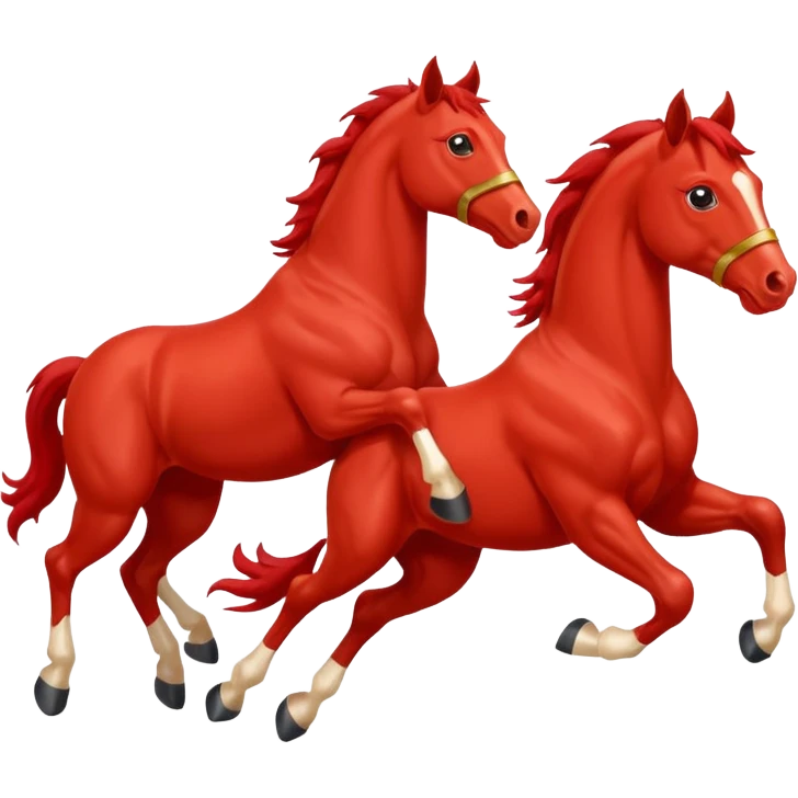 red horse and baby horse agressive running a lot of money and luck emoji
