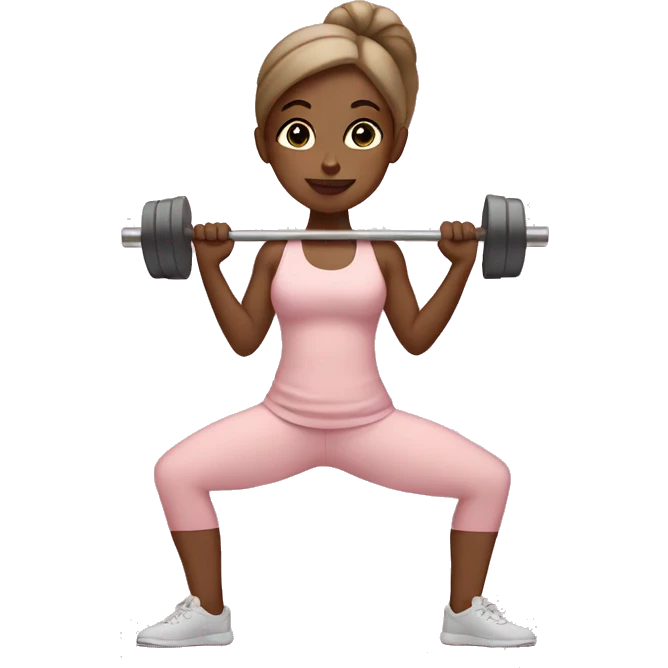 yoga girl light pink clothes lifting weights emoji