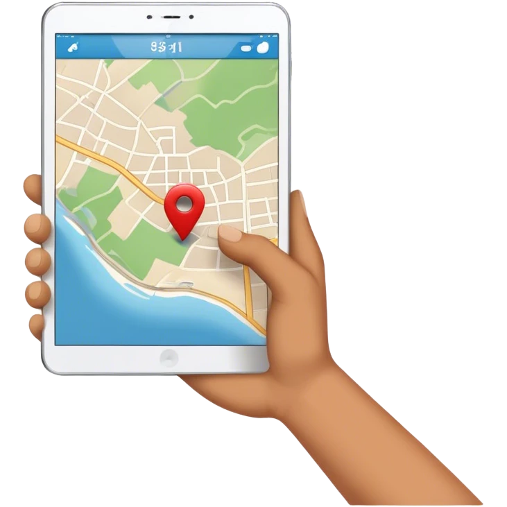 hand with tablet with a map emoji