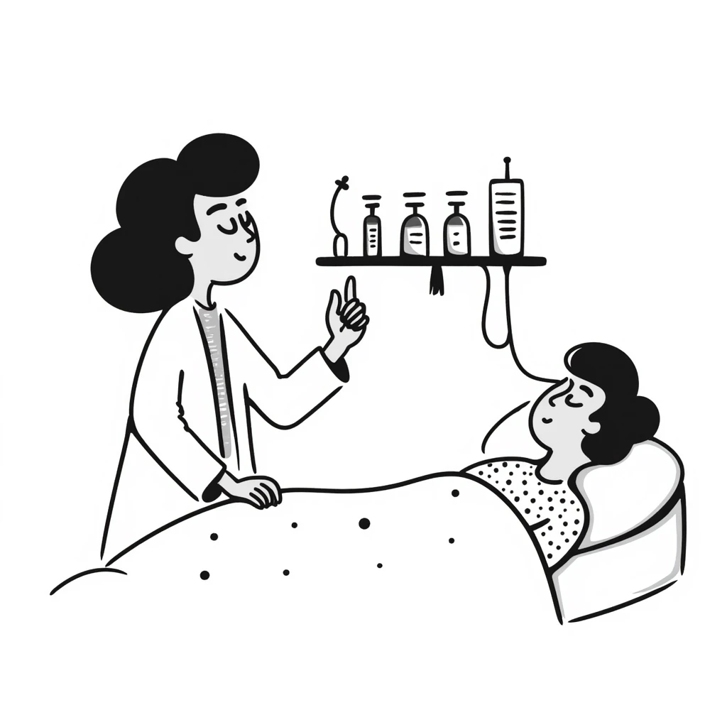 Sleep research laboratory with scientist monitoring a sleeping patient connected to EEG equipment emoji