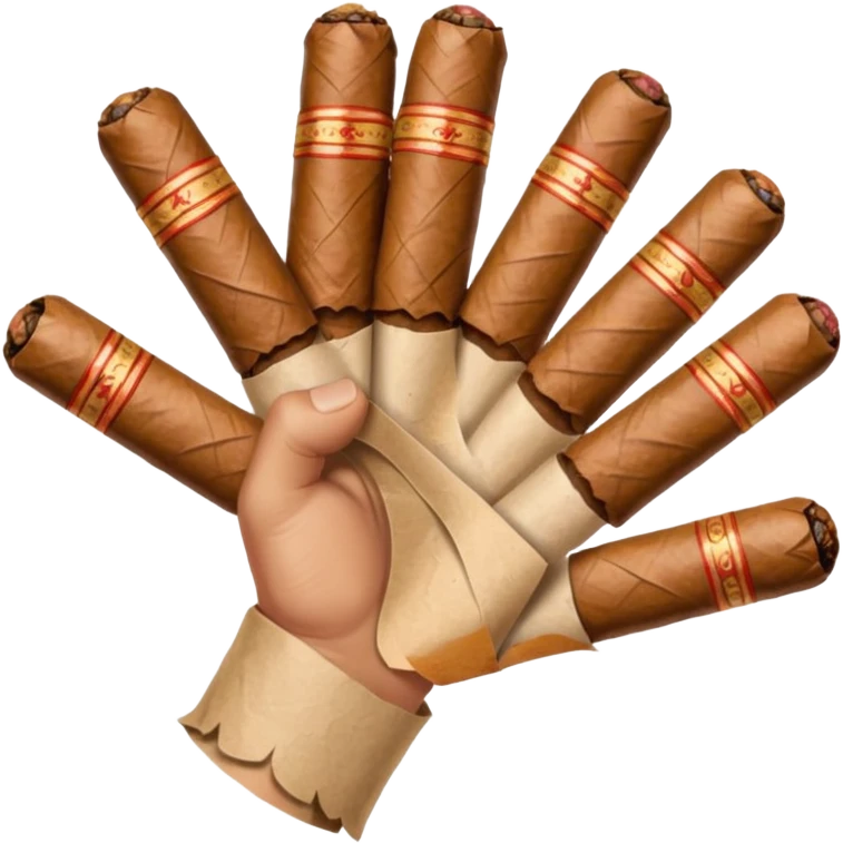 a hand holding lots of cigars emoji