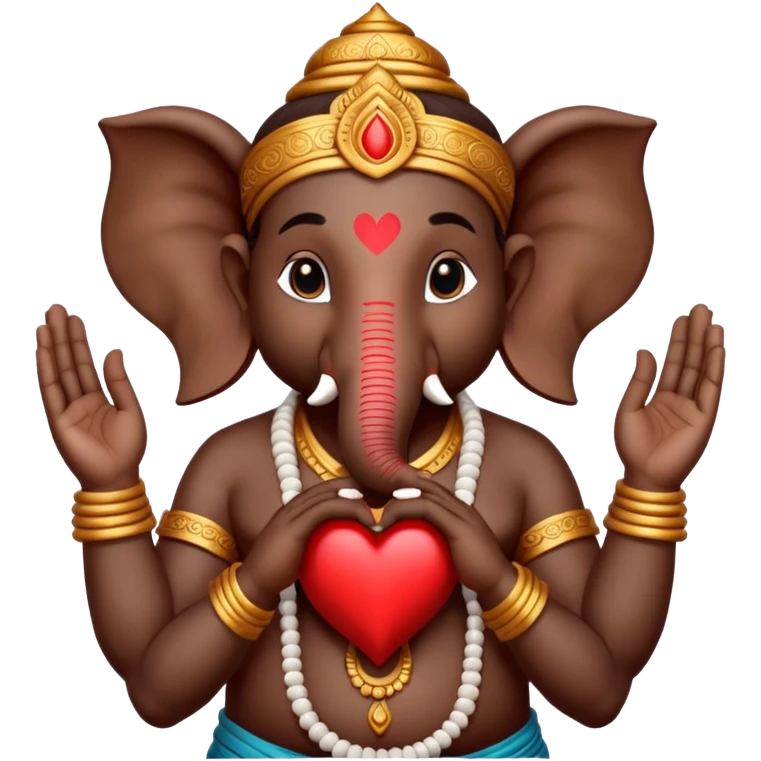 hindu god ganesh with his hands together forming a heart shape emoji