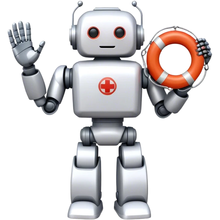 robot with lifebuoy in hand emoji