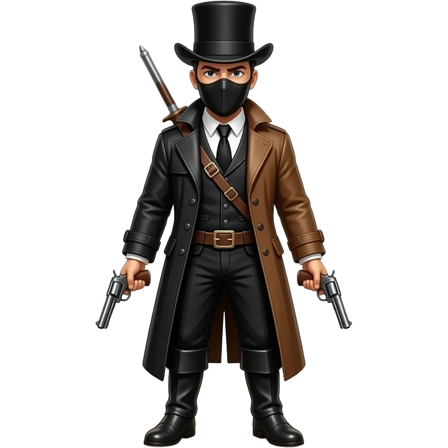 Masked Freemason dressed as a highway man With two pistols Freemason emoji