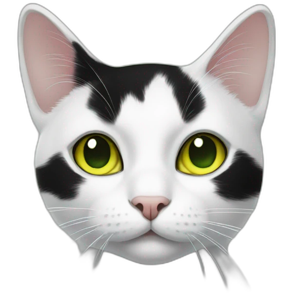 black-and-white cat with yellow-green eyes emoji