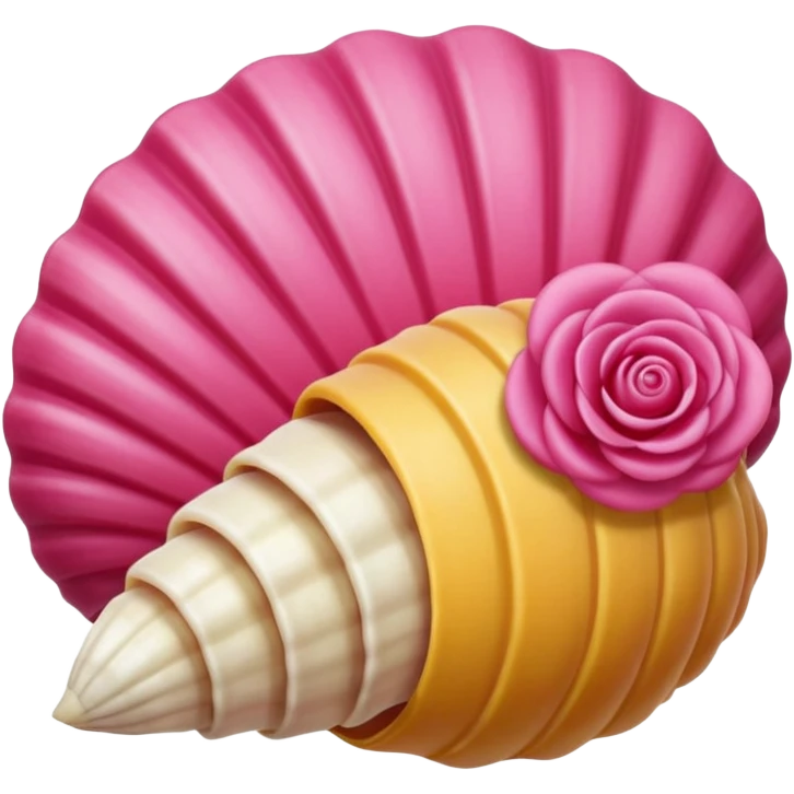 "Un'emoji che raffigura una conchiglia e una rosa fuse insieme in stile cartone animato, sfondo trasparente" emoji