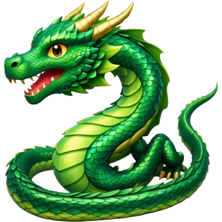 Create a single emoji of a Dragon in full body, shown at a slight side angle in a natural, characteristic pose. stylized like an emoji, but clearly recognizable.  emoji