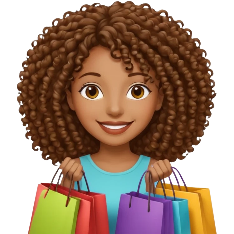 black woman with curly hair shopping emoji