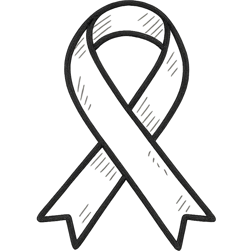 black and white hand drawn ribbon emoji