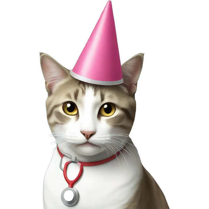 doctor cat party hat birthday emoji