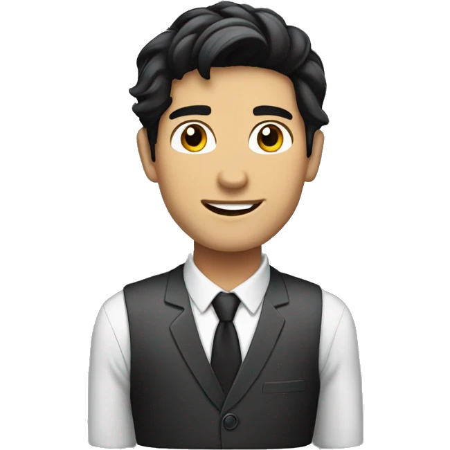 Make a emoji of a young handsome businessman with black hair he american  emoji