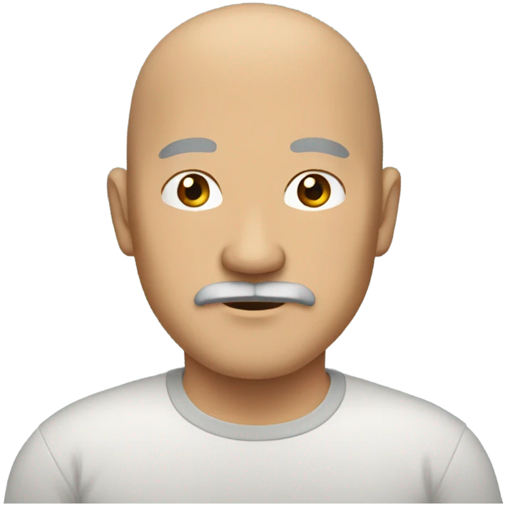 middle-aged asian bald man with gray mustache emoji