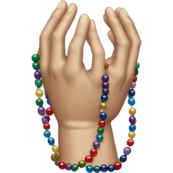 Open Praying hands with beads emoji