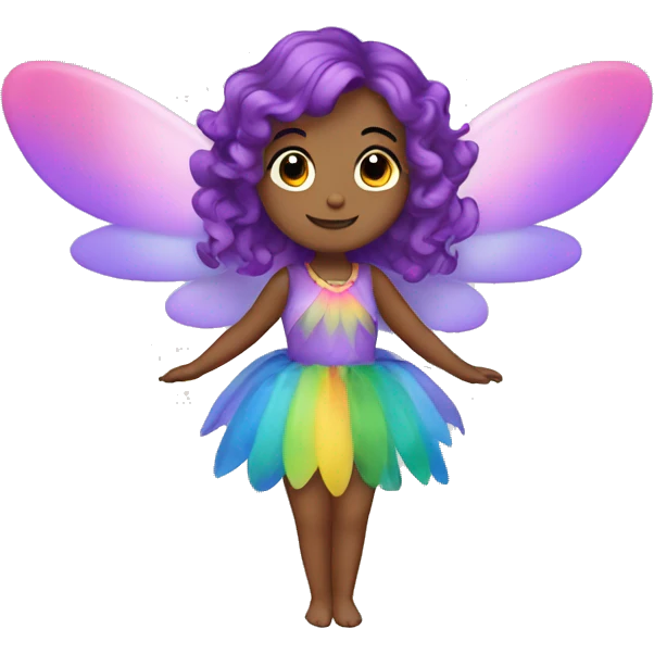 fairy with purple hair and rainbow dress and rainbow wings  emoji