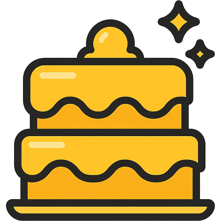 shiny golden cake emoji