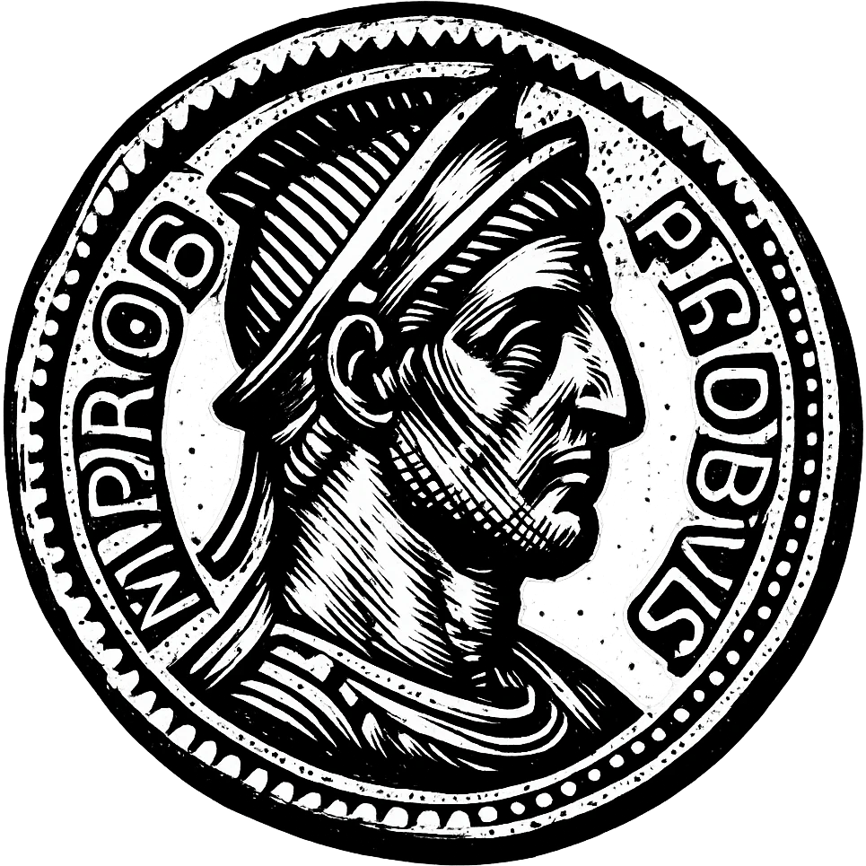 Create more imperial coin icons in the style of the reference image: ancient Roman coin, profile portrait, classic engraving style with high contrast, suitable for icon use, keep background transparent. Maintain the ancient engraving look with detailed lines and classic Roman style. emoji
