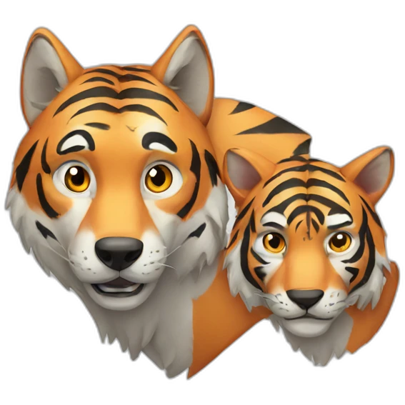 friendly wolf and tiger emoji