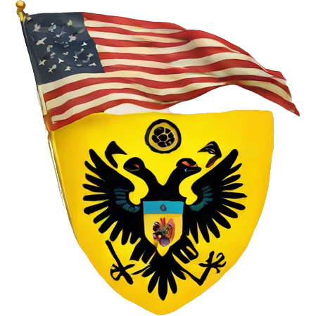 Flag with double headed black eagle with yellow background  emoji