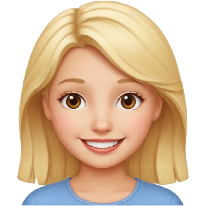 blondish girl, smiling emoji
