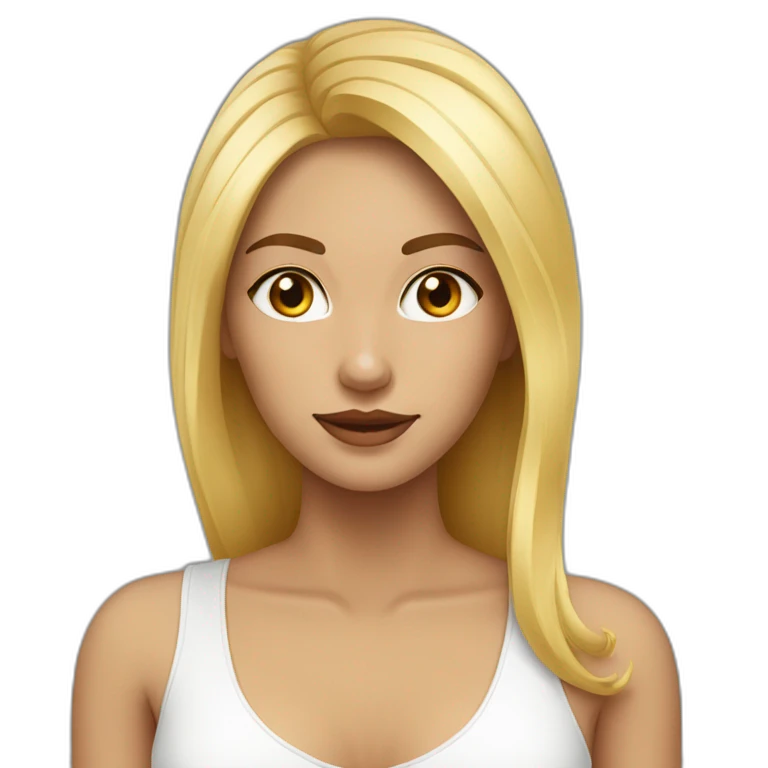 Femme blonde yeux marrons avec cheveux long lisse  emoji