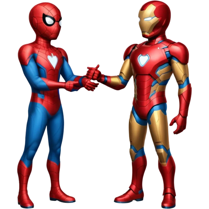 Make a spiderman and iron man handshaking emoji