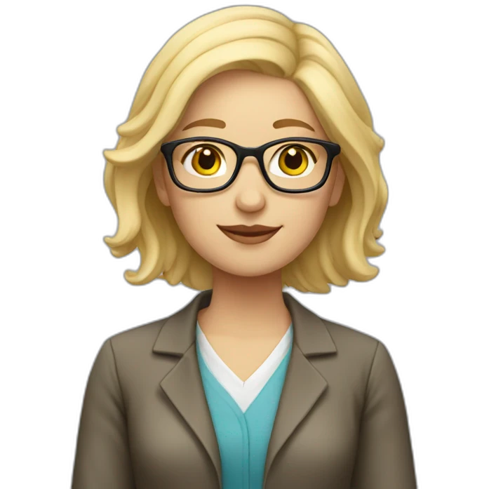 librarian with blonde hair and glasses emoji