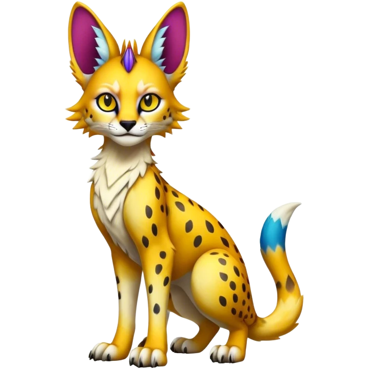 Epic Edgy Colorful Sergal-Serval-Vernid full body emoji