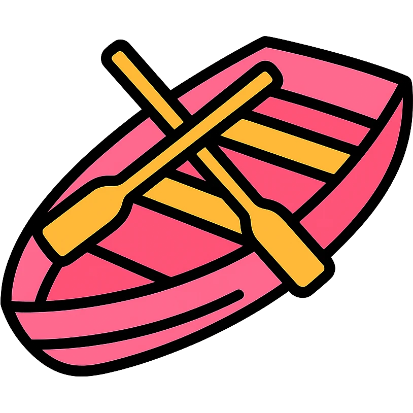 classic pink wooden rowing boat emoji